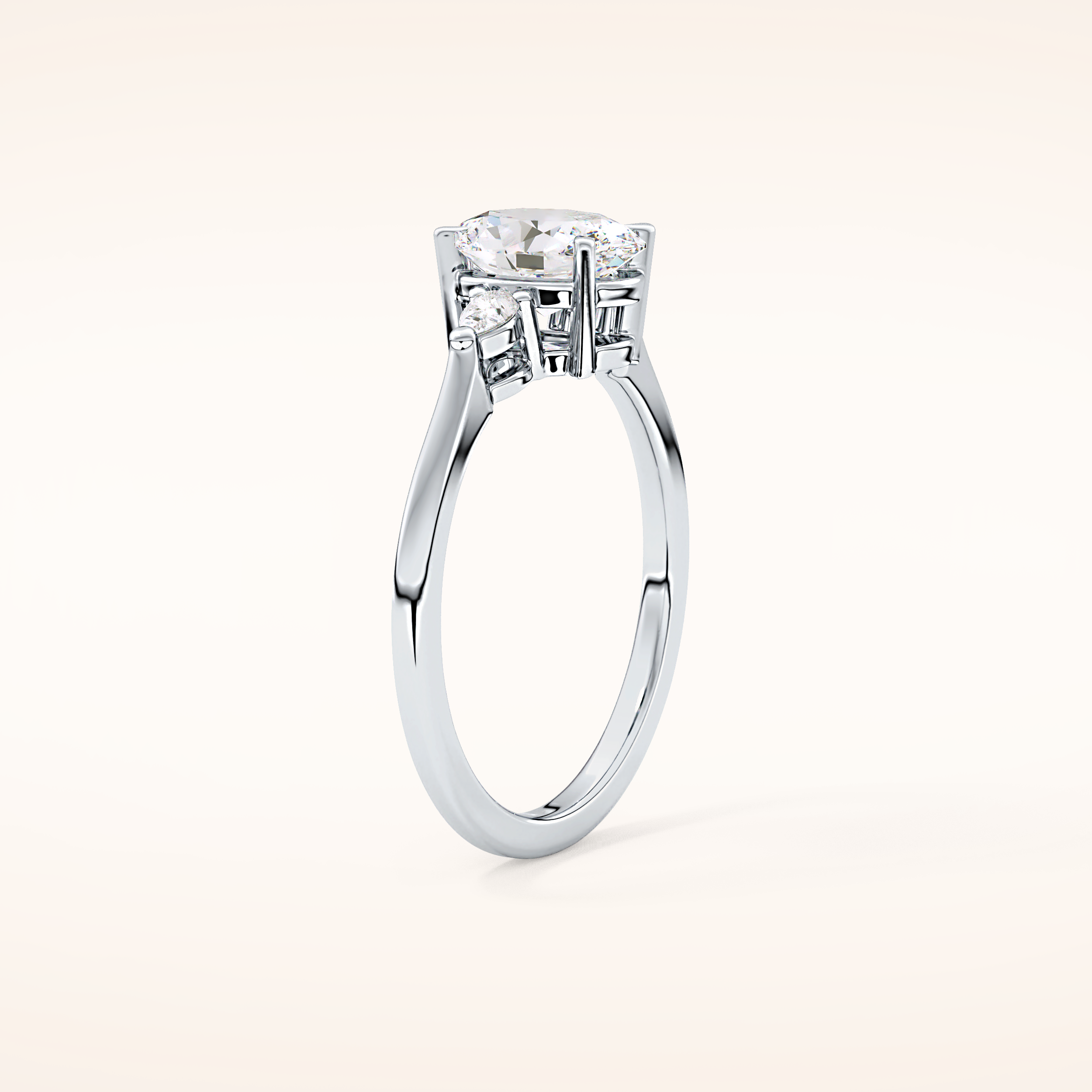 1 CT Oval Shaped Three Stone Moissanite Engagement Ring