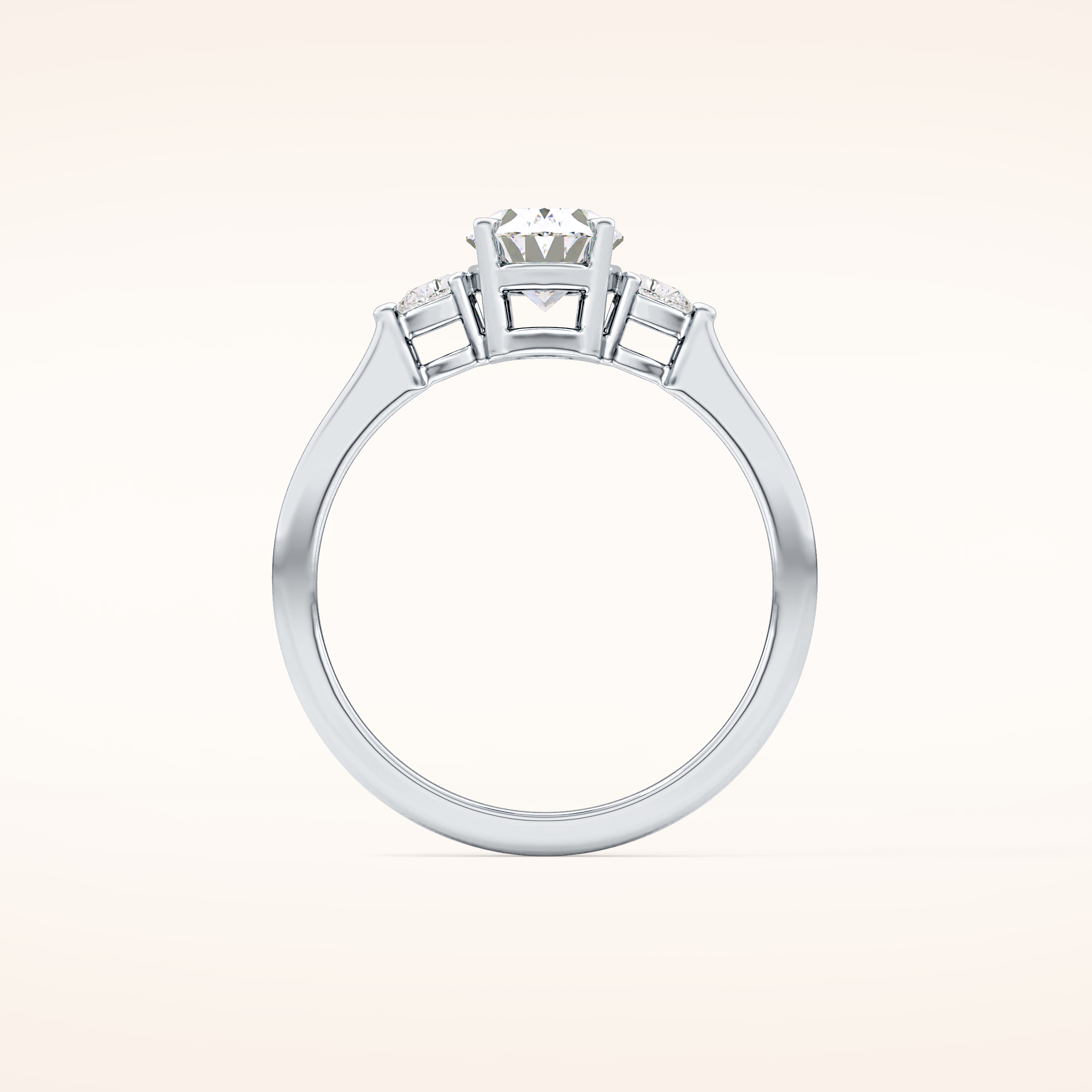 1 CT Oval Shaped Three Stone Moissanite Engagement Ring