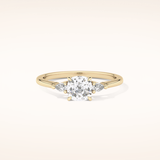 0.95 CT Cushion Shaped Three Stone Moissanite Engagement Ring