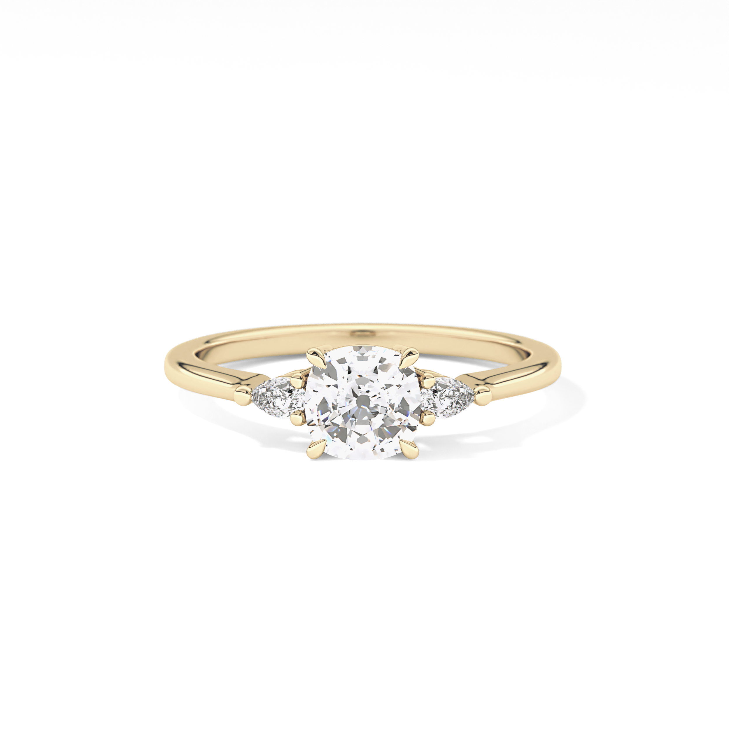 Cushion Three Stone Lab Grown Diamond Engagement Ring