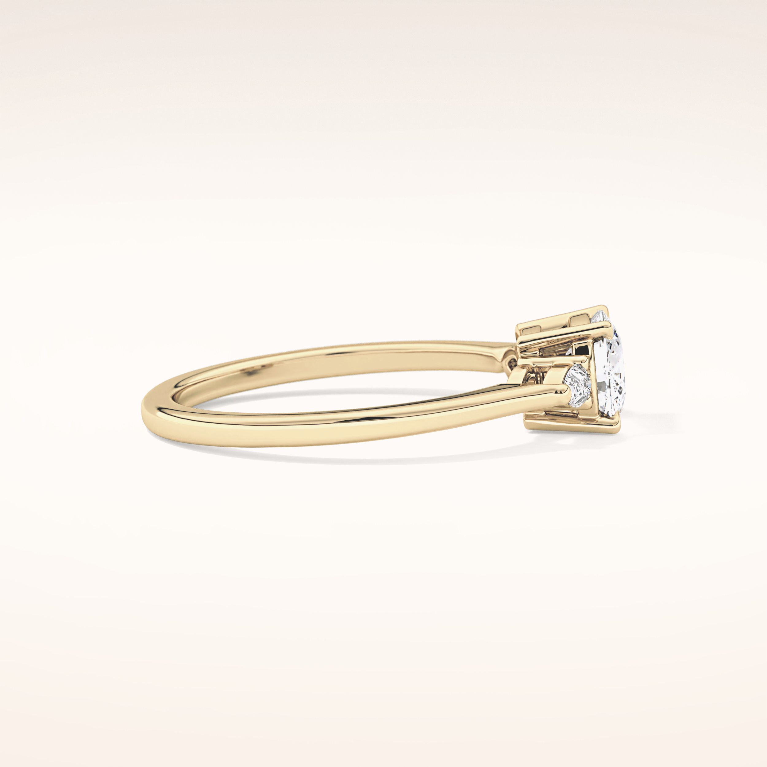 0.95 CT Cushion Shaped Three Stone Moissanite Engagement Ring