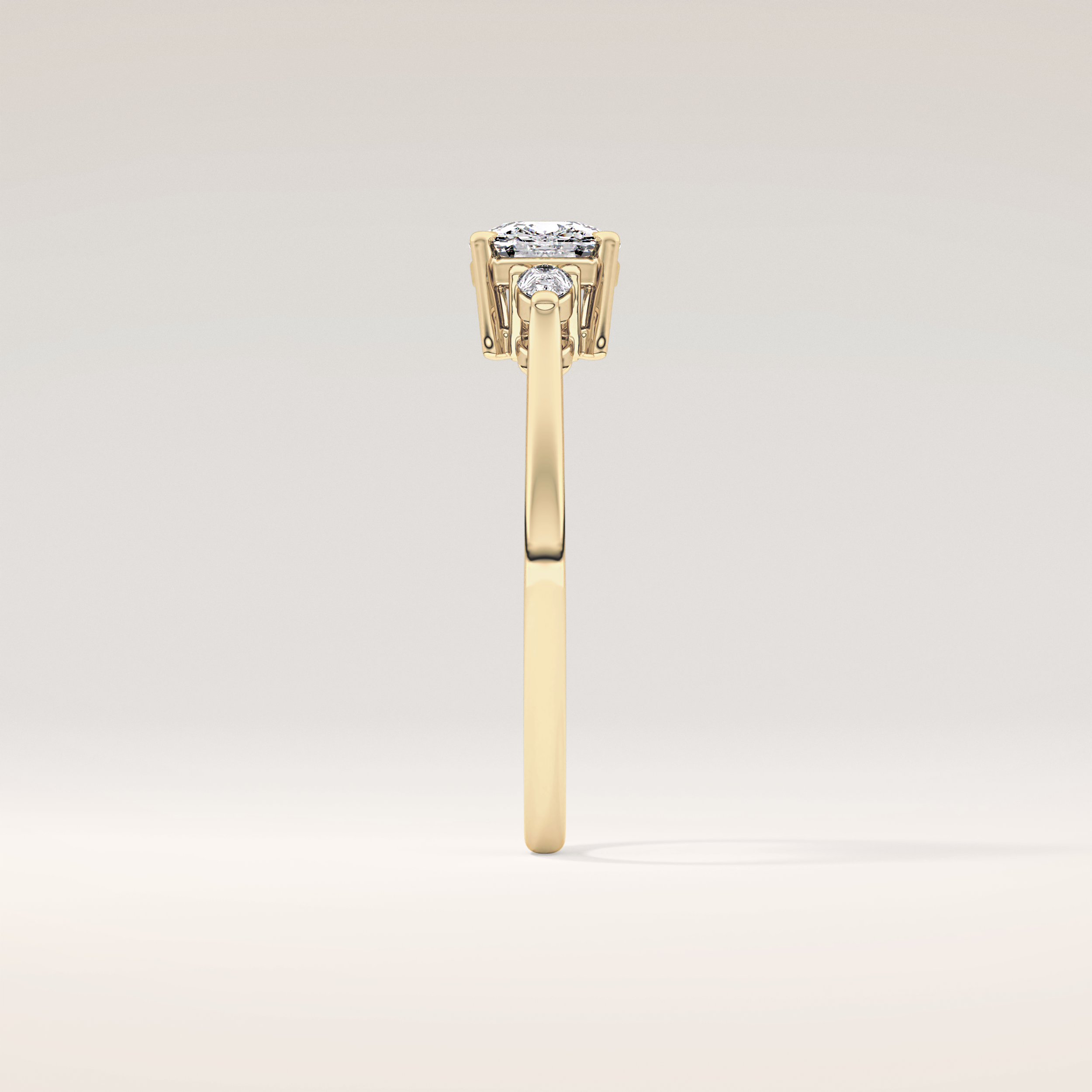 0.95 CT Cushion Shaped Three Stone Moissanite Engagement Ring