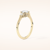 0.95 CT Cushion Shaped Three Stone Moissanite Engagement Ring