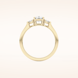 0.95 CT Cushion Shaped Three Stone Moissanite Engagement Ring