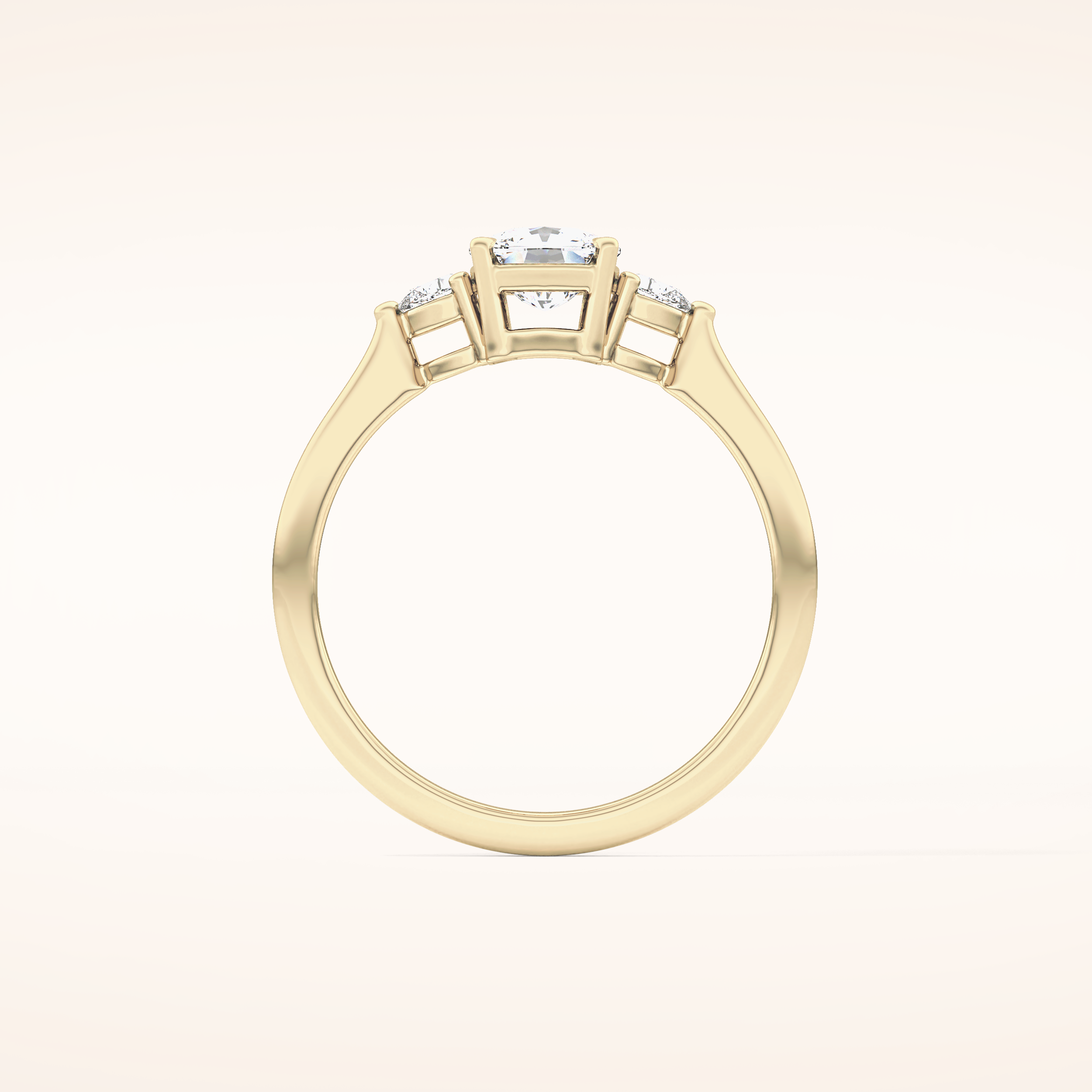 0.95 CT Cushion Shaped Three Stone Moissanite Engagement Ring