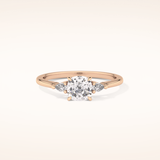 0.95 CT Cushion Shaped Three Stone Moissanite Engagement Ring