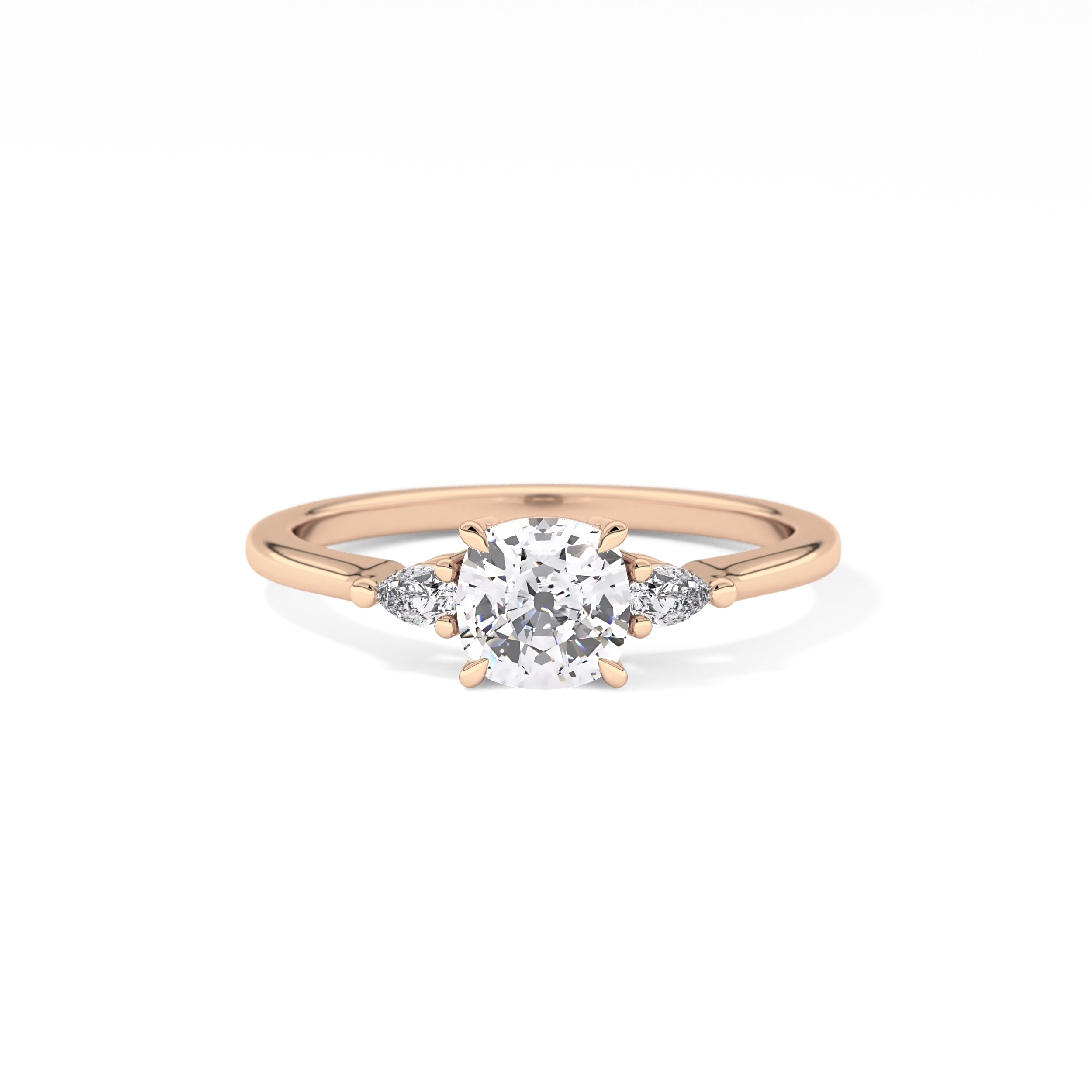 Cushion Three Stone Lab Grown Diamond Engagement Ring