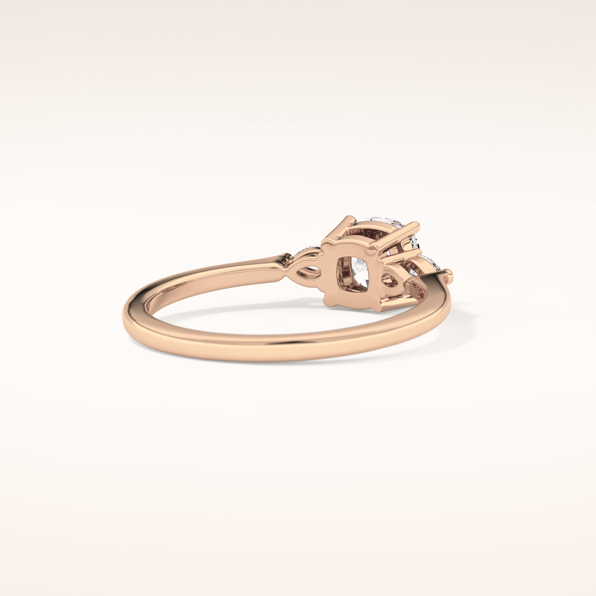 0.95 CT Cushion Shaped Three Stone Moissanite Engagement Ring