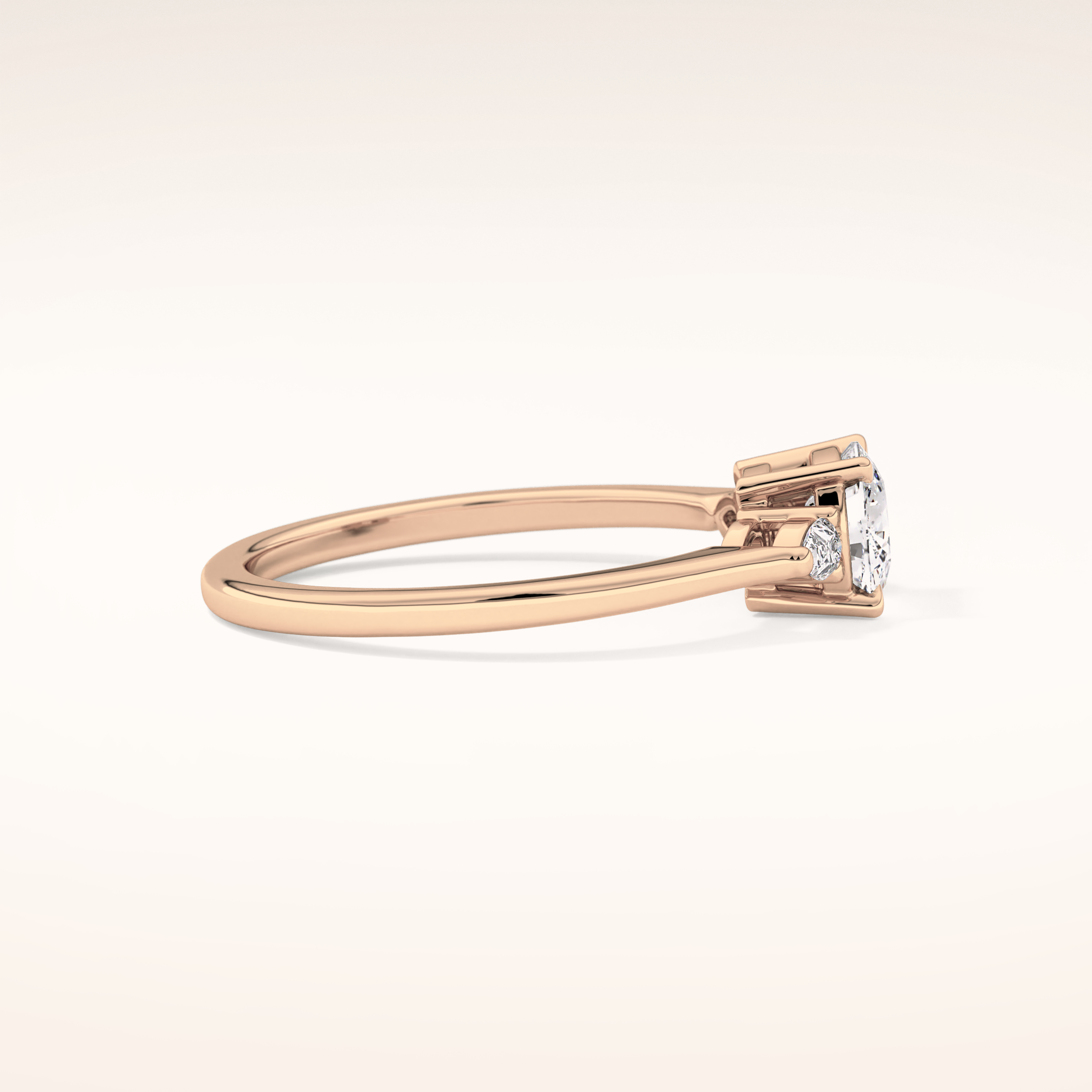 0.95 CT Cushion Shaped Three Stone Moissanite Engagement Ring