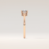 0.95 CT Cushion Shaped Three Stone Moissanite Engagement Ring