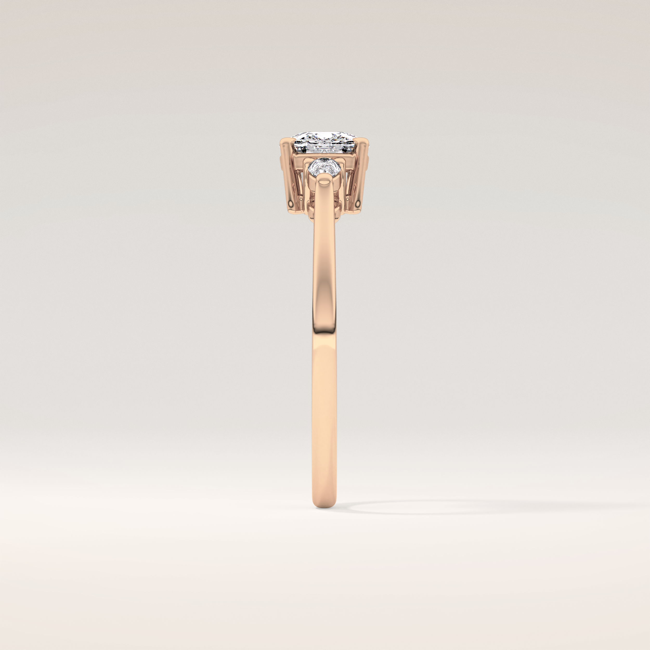 0.95 CT Cushion Shaped Three Stone Moissanite Engagement Ring
