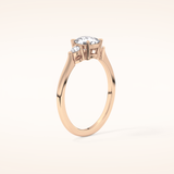 0.95 CT Cushion Shaped Three Stone Moissanite Engagement Ring