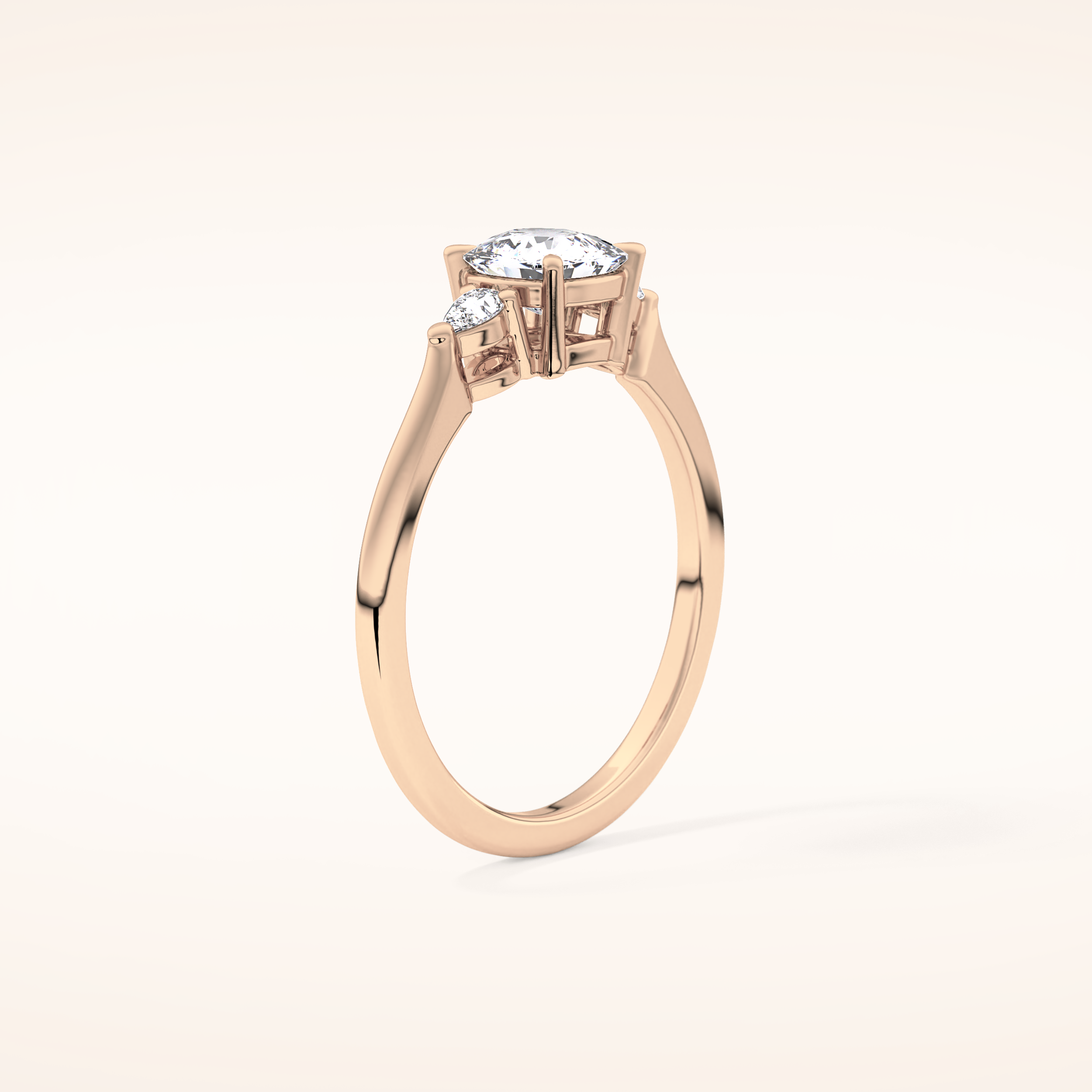 0.95 CT Cushion Shaped Three Stone Moissanite Engagement Ring