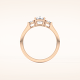 0.95 CT Cushion Shaped Three Stone Moissanite Engagement Ring