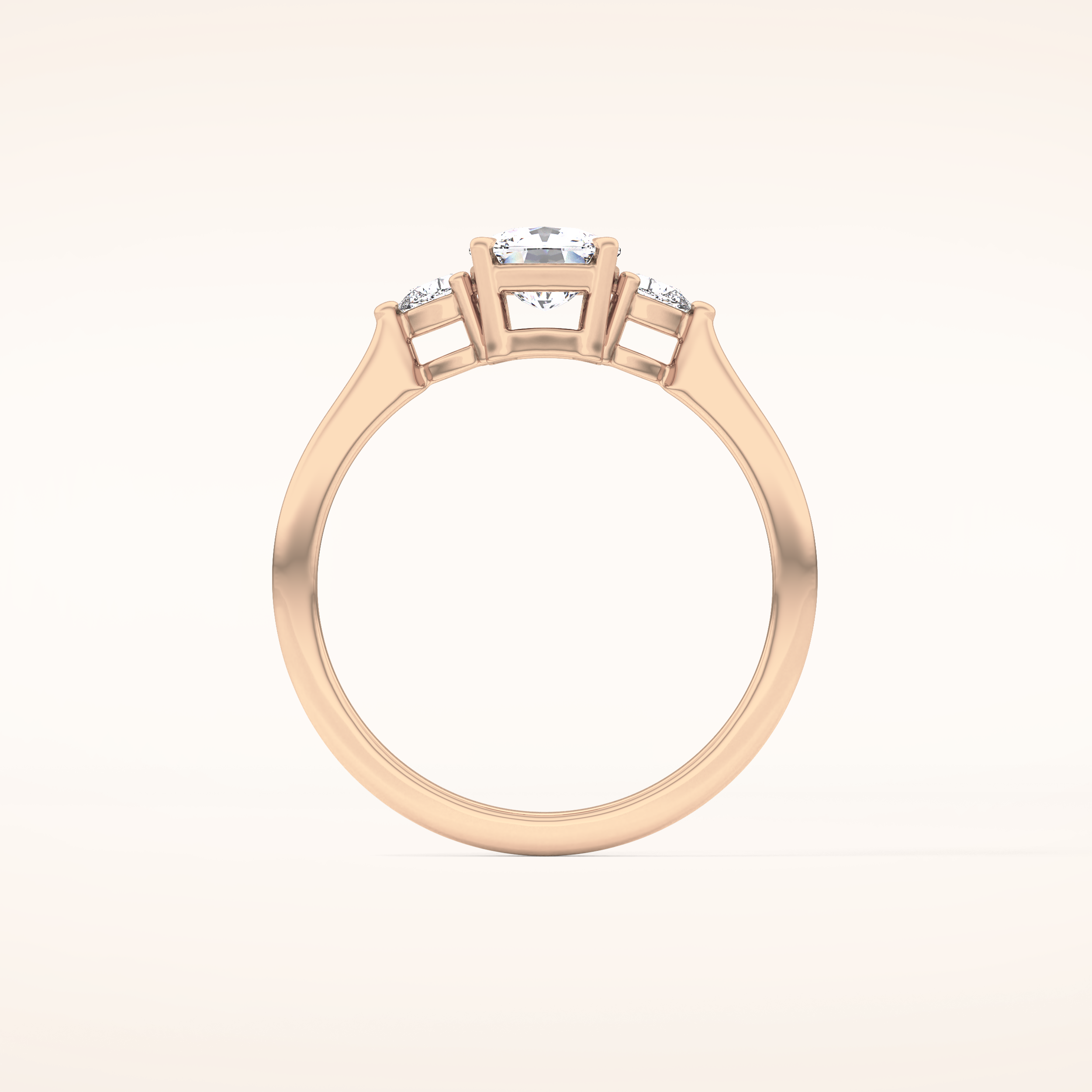 0.95 CT Cushion Shaped Three Stone Moissanite Engagement Ring