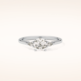 0.95 CT Cushion Shaped Three Stone Moissanite Engagement Ring