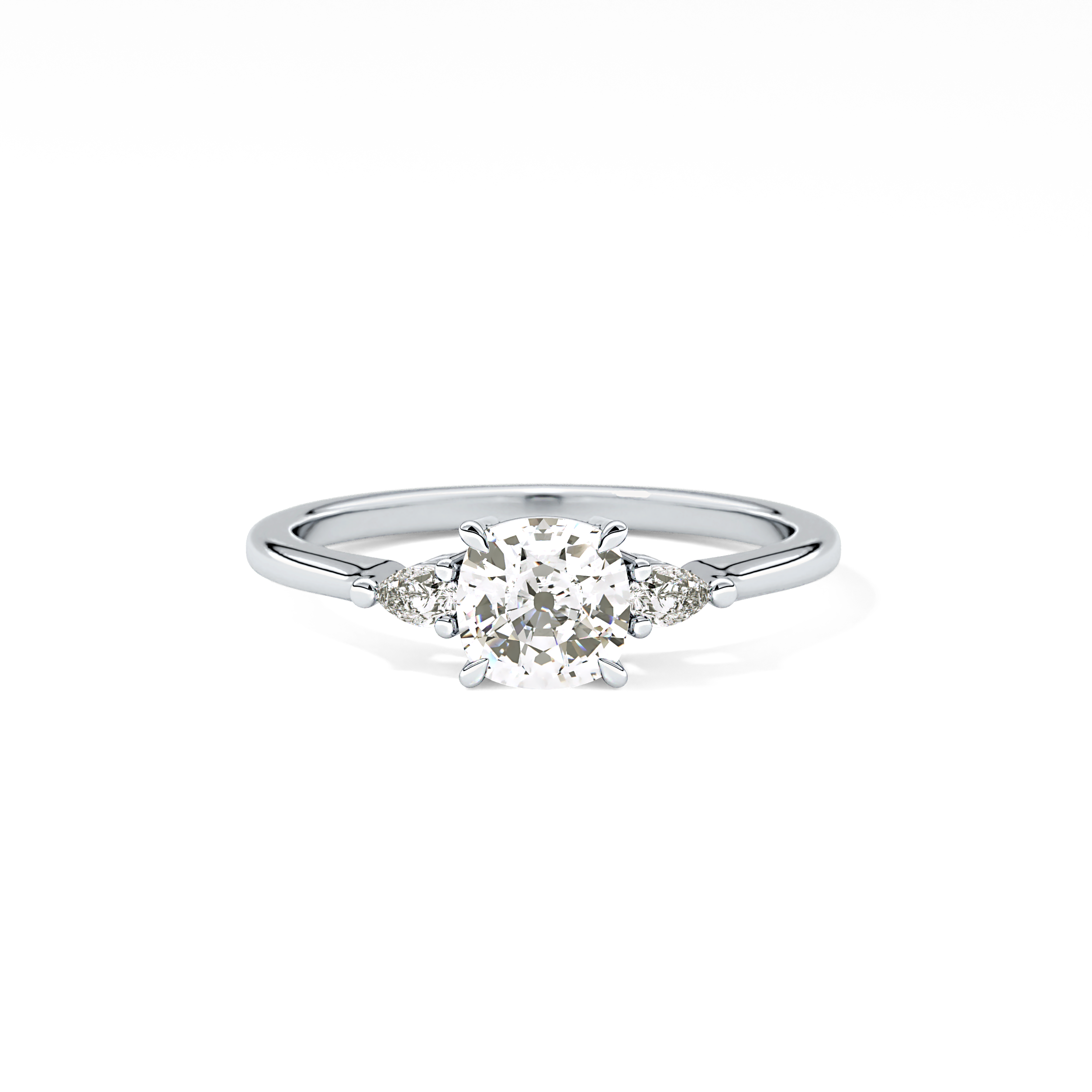 Cushion Three Stone Lab Grown Diamond Engagement Ring