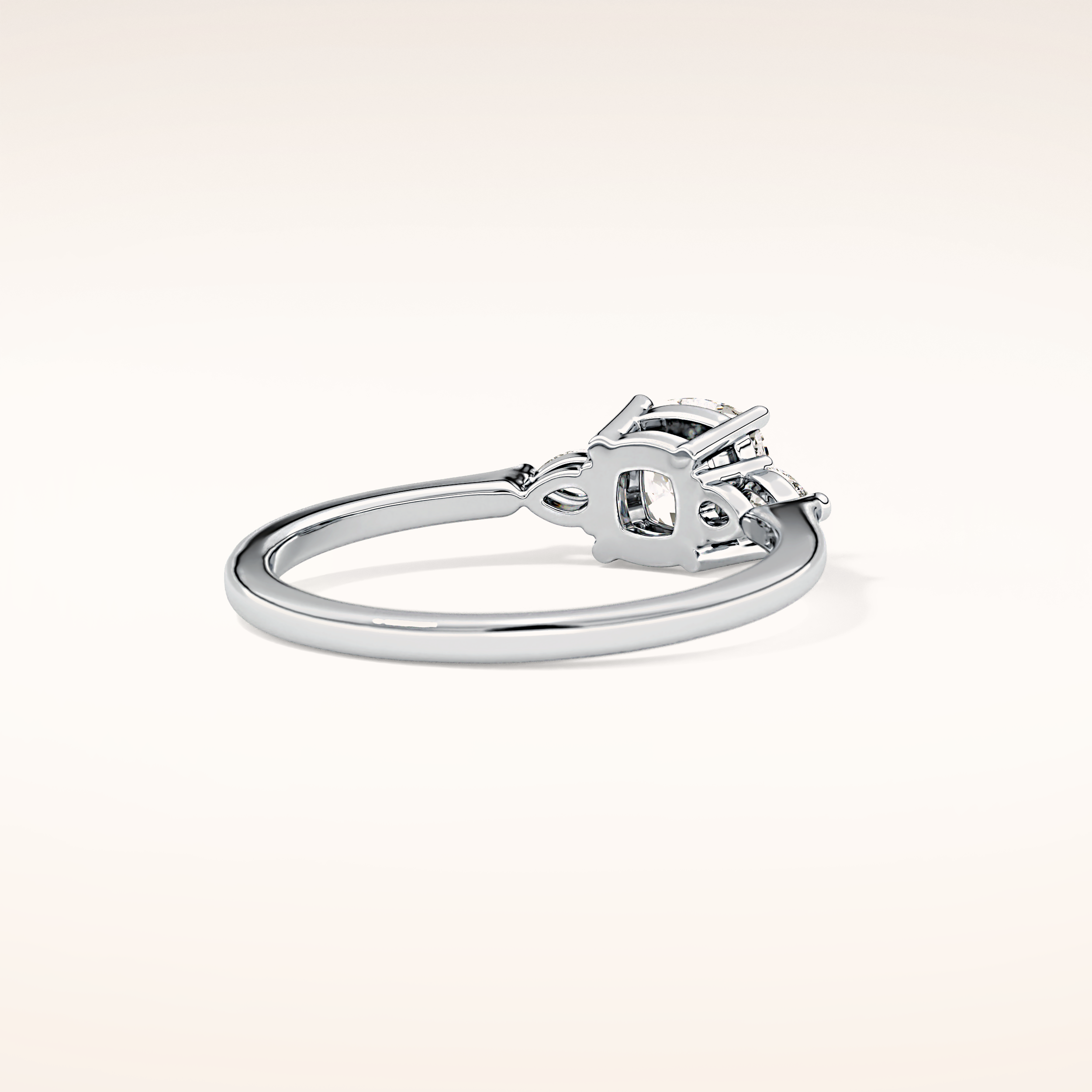 0.95 CT Cushion Shaped Three Stone Moissanite Engagement Ring