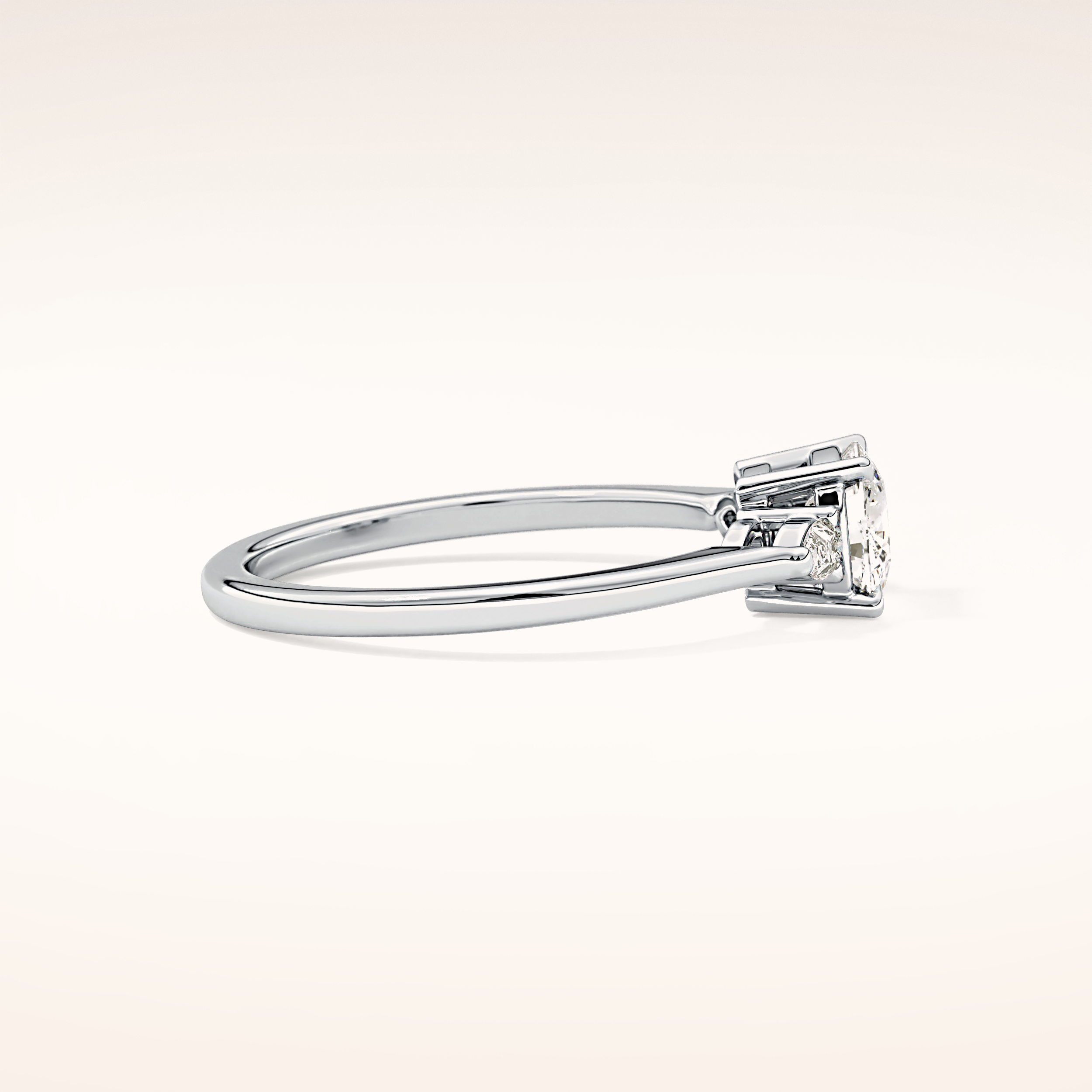 0.95 CT Cushion Shaped Three Stone Moissanite Engagement Ring