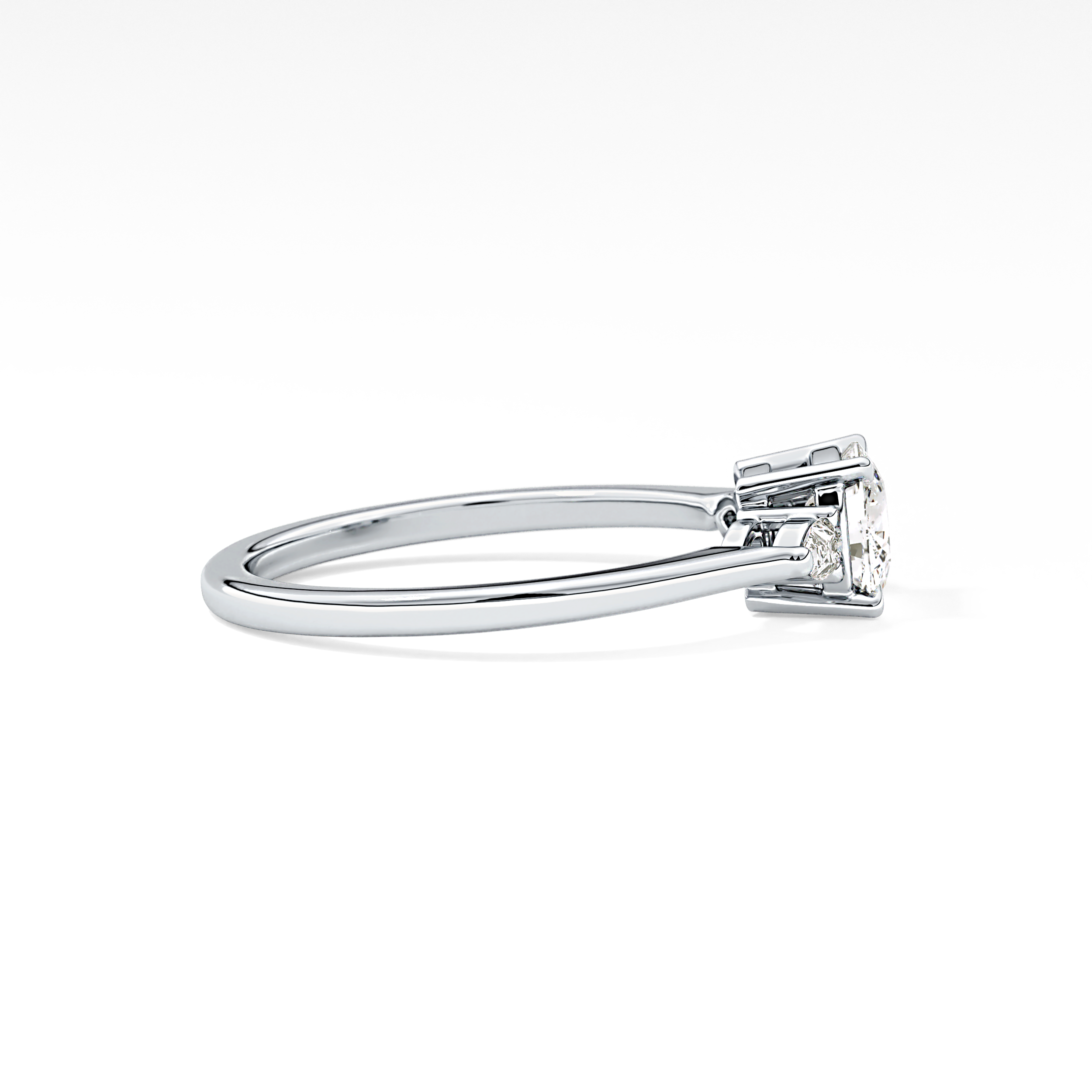 Cushion Three Stone Lab Grown Diamond Engagement Ring