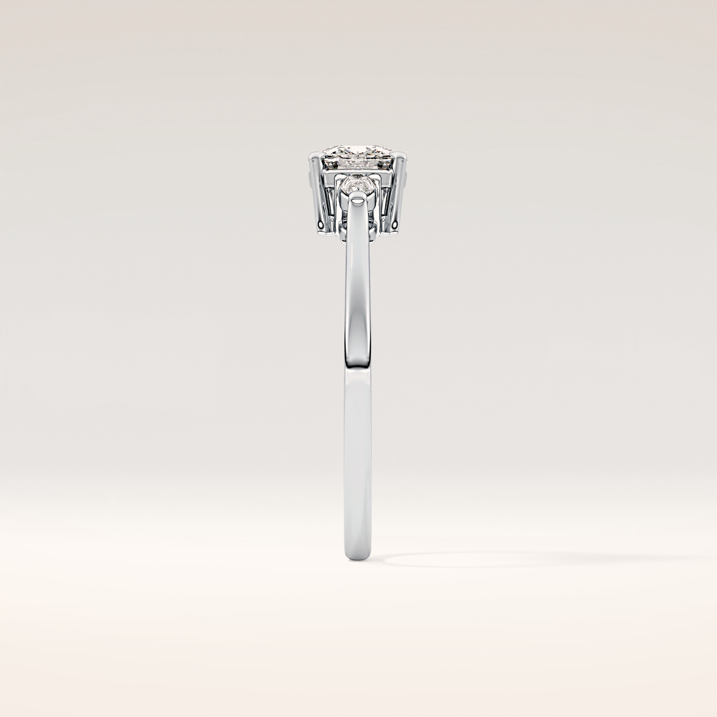 0.95 CT Cushion Shaped Three Stone Moissanite Engagement Ring