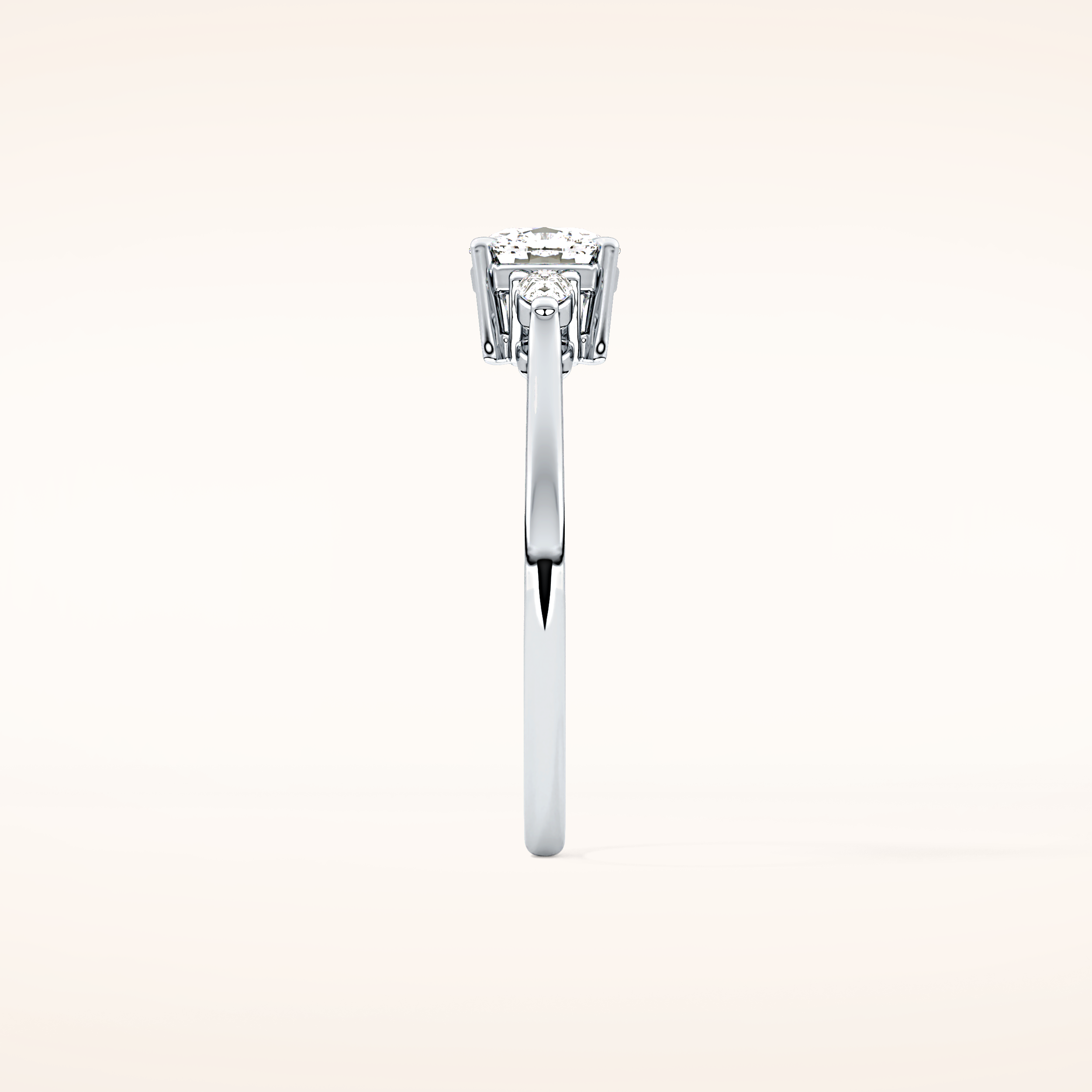 0.95 CT Cushion Shaped Three Stone Moissanite Engagement Ring