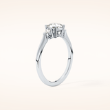 0.95 CT Cushion Shaped Three Stone Moissanite Engagement Ring