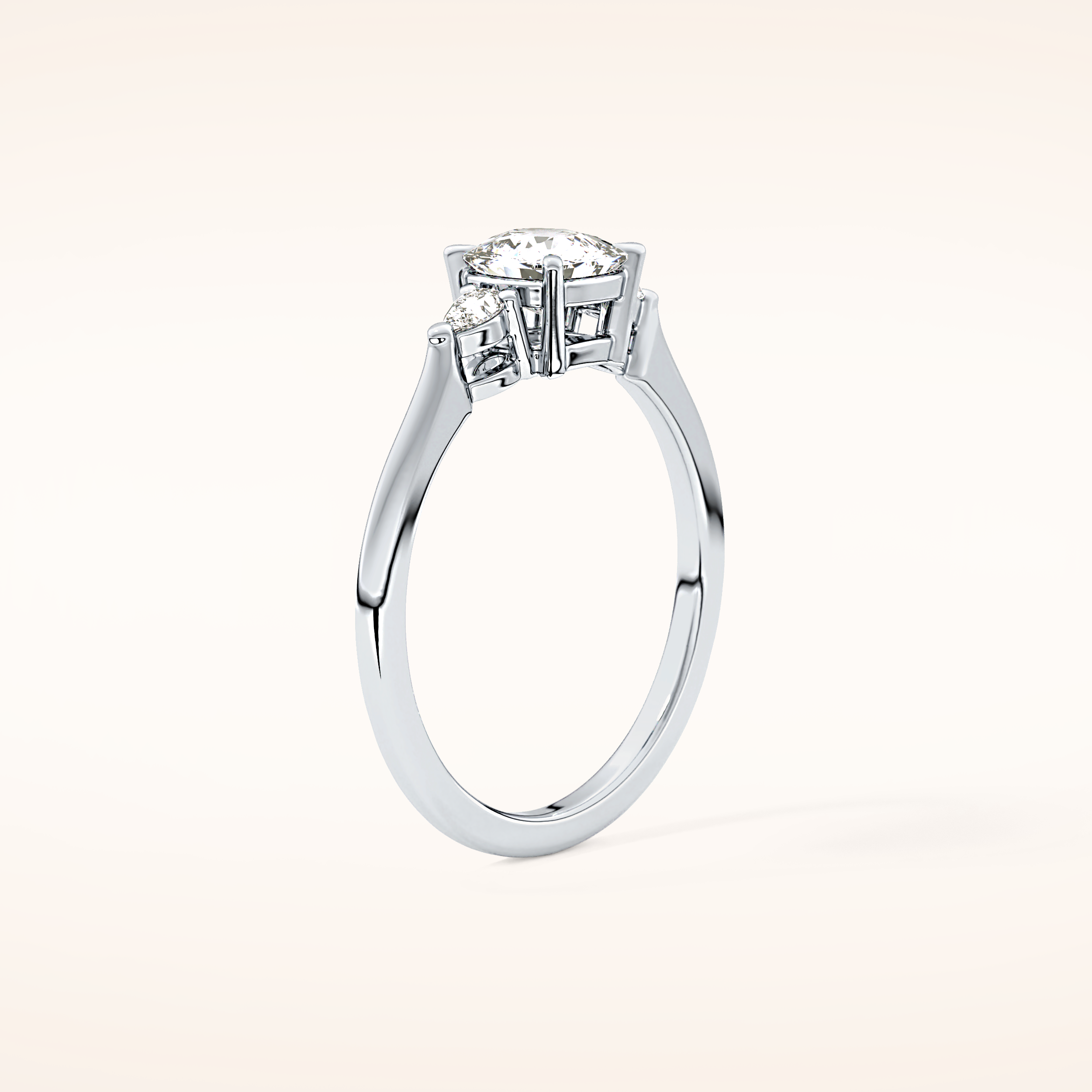 0.95 CT Cushion Shaped Three Stone Moissanite Engagement Ring