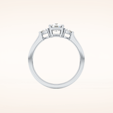 0.95 CT Cushion Shaped Three Stone Moissanite Engagement Ring