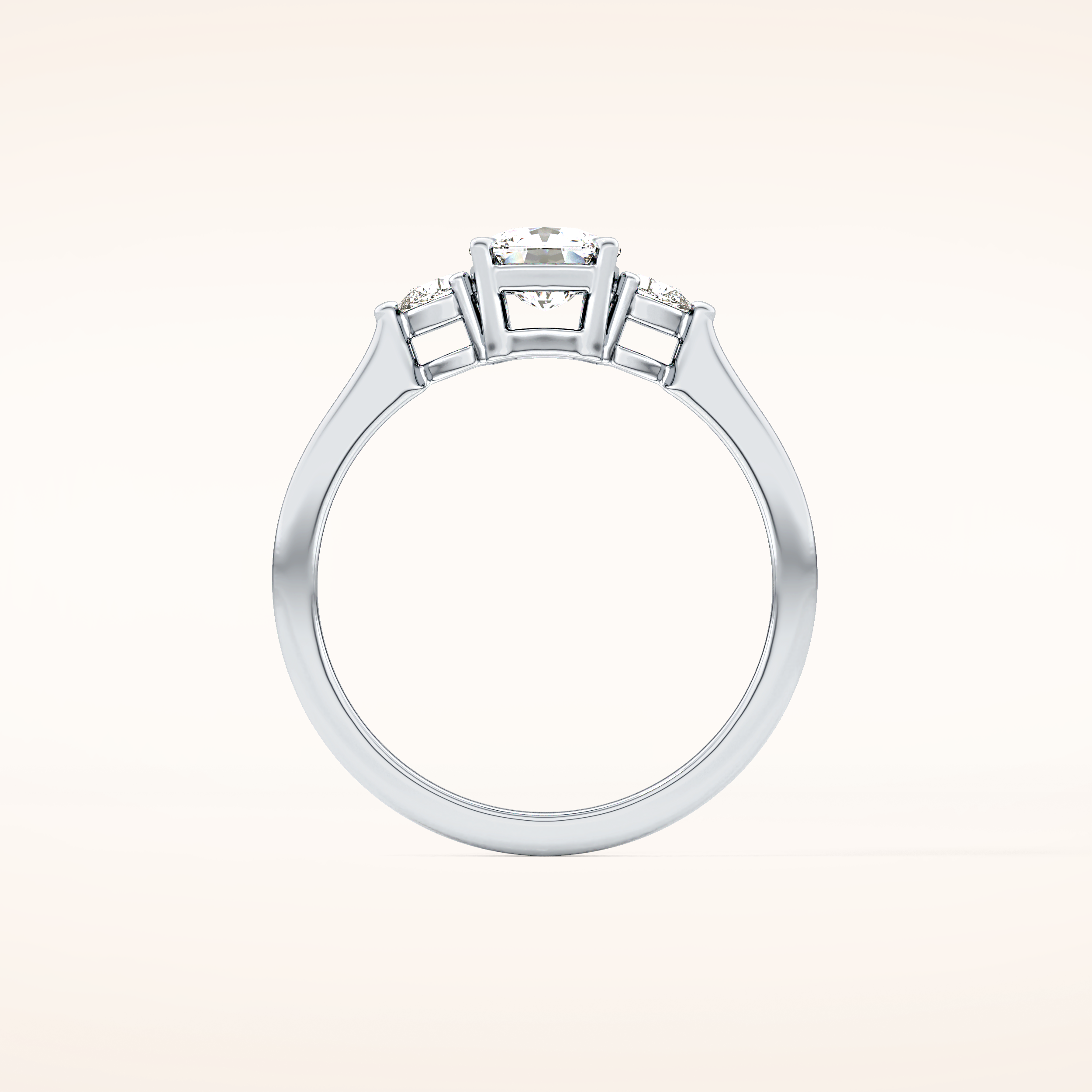 0.95 CT Cushion Shaped Three Stone Moissanite Engagement Ring