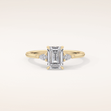 1.02 CT Emerald Shaped Three Stone Moissanite Engagement Ring