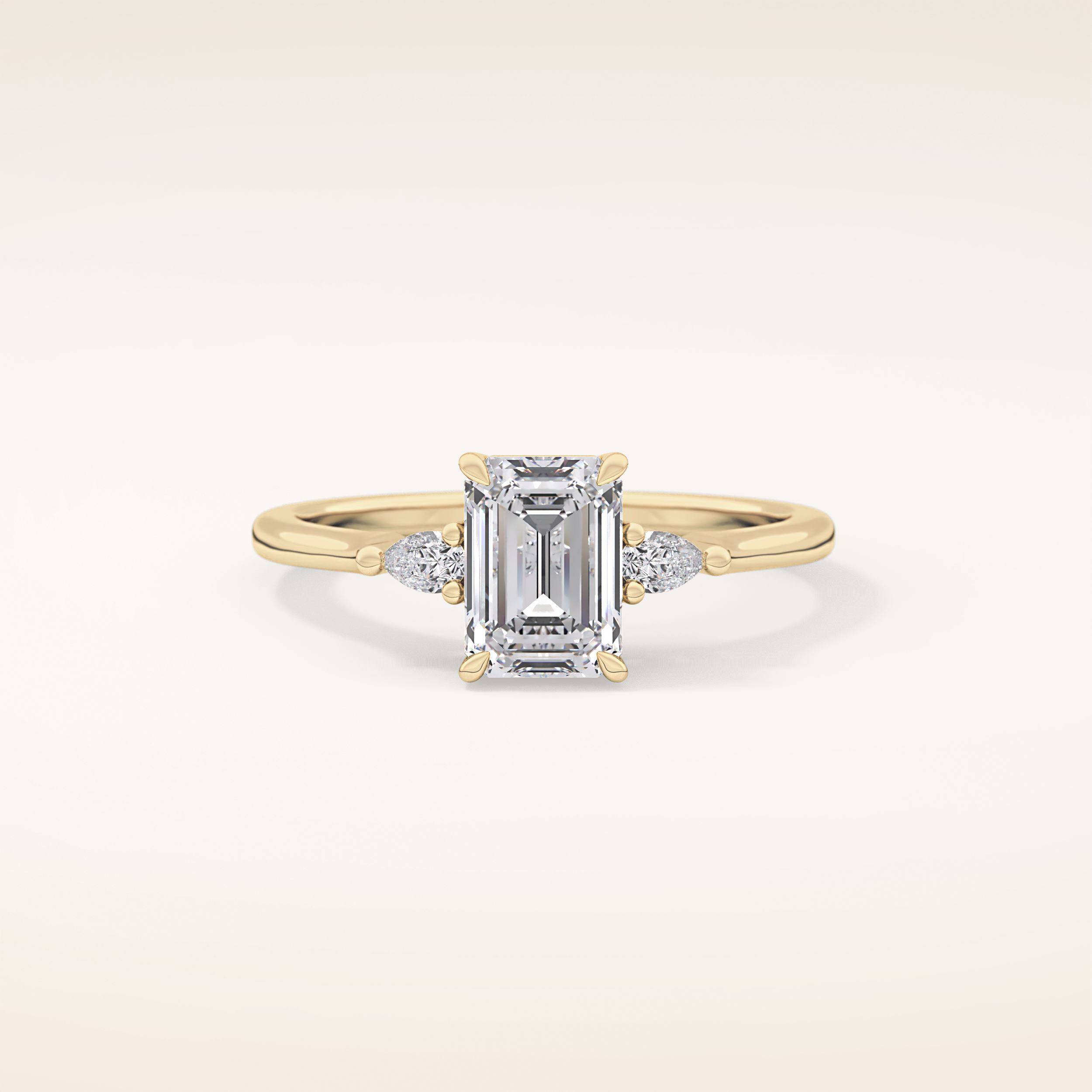 1.02 CT Emerald Shaped Three Stone Moissanite Engagement Ring