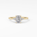 Emerald Three Stone Lab Grown Diamond Engagement Ring