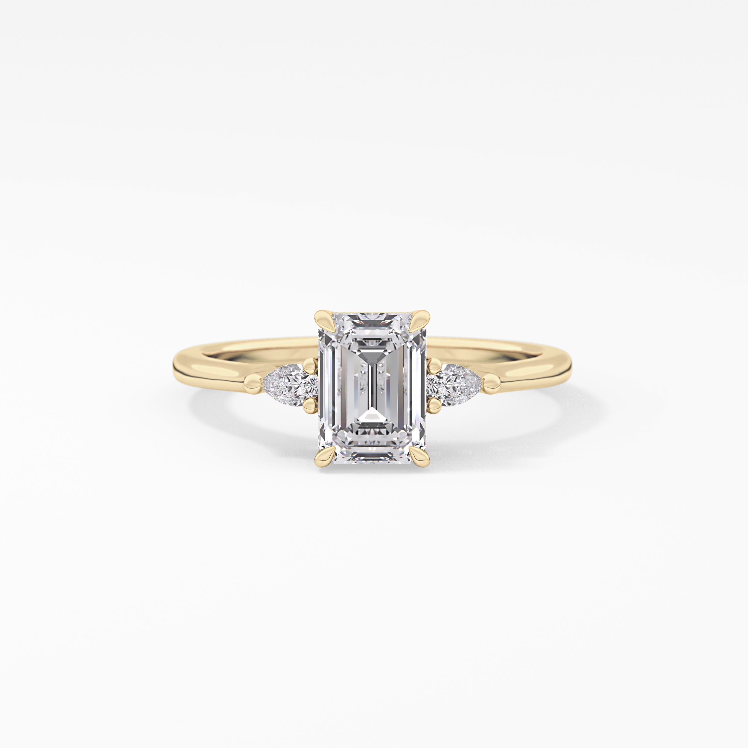 Emerald Three Stone Lab Grown Diamond Engagement Ring