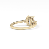 Emerald Three Stone Lab Grown Diamond Engagement Ring