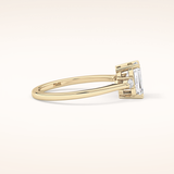 1.02 CT Emerald Shaped Three Stone Moissanite Engagement Ring