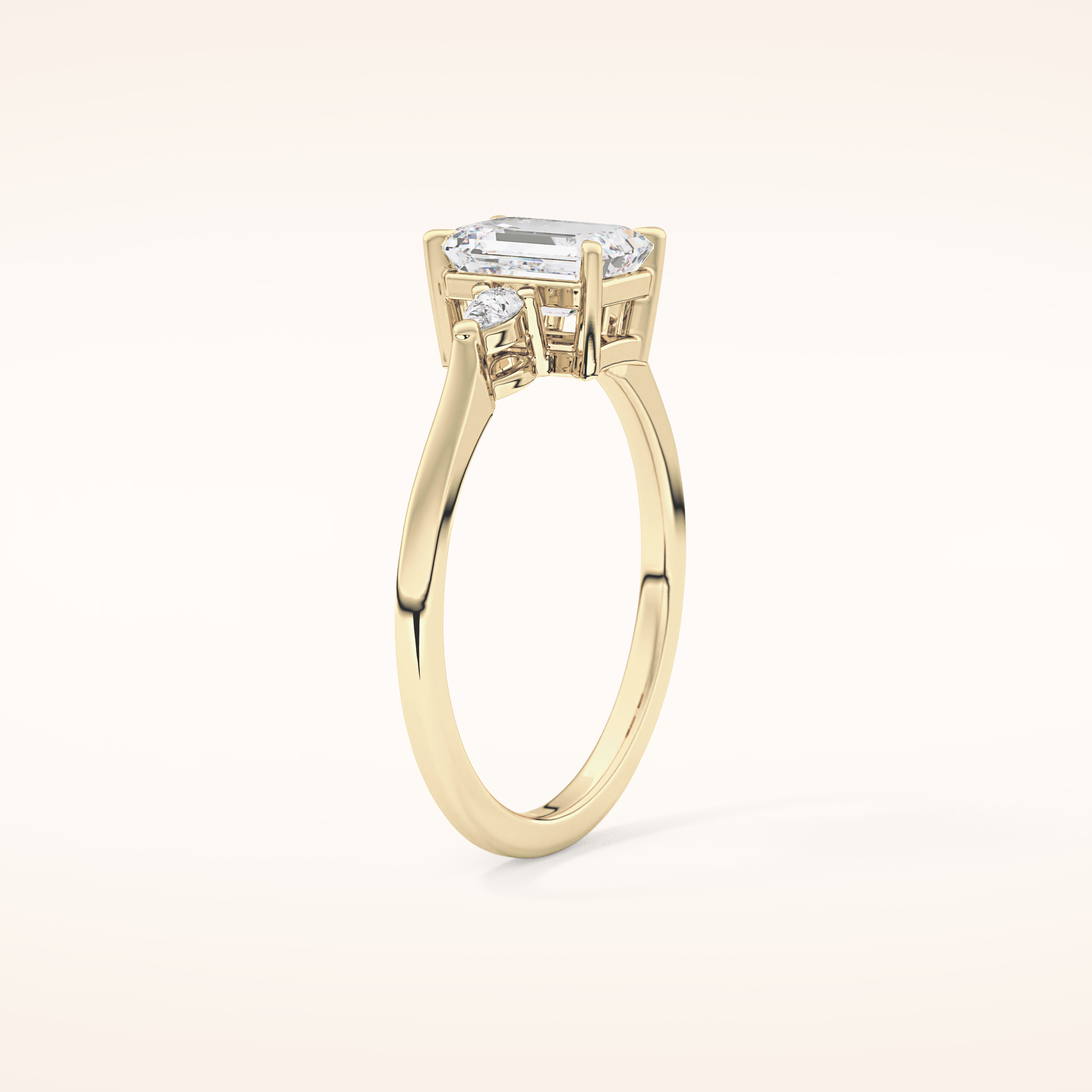 1.02 CT Emerald Shaped Three Stone Moissanite Engagement Ring