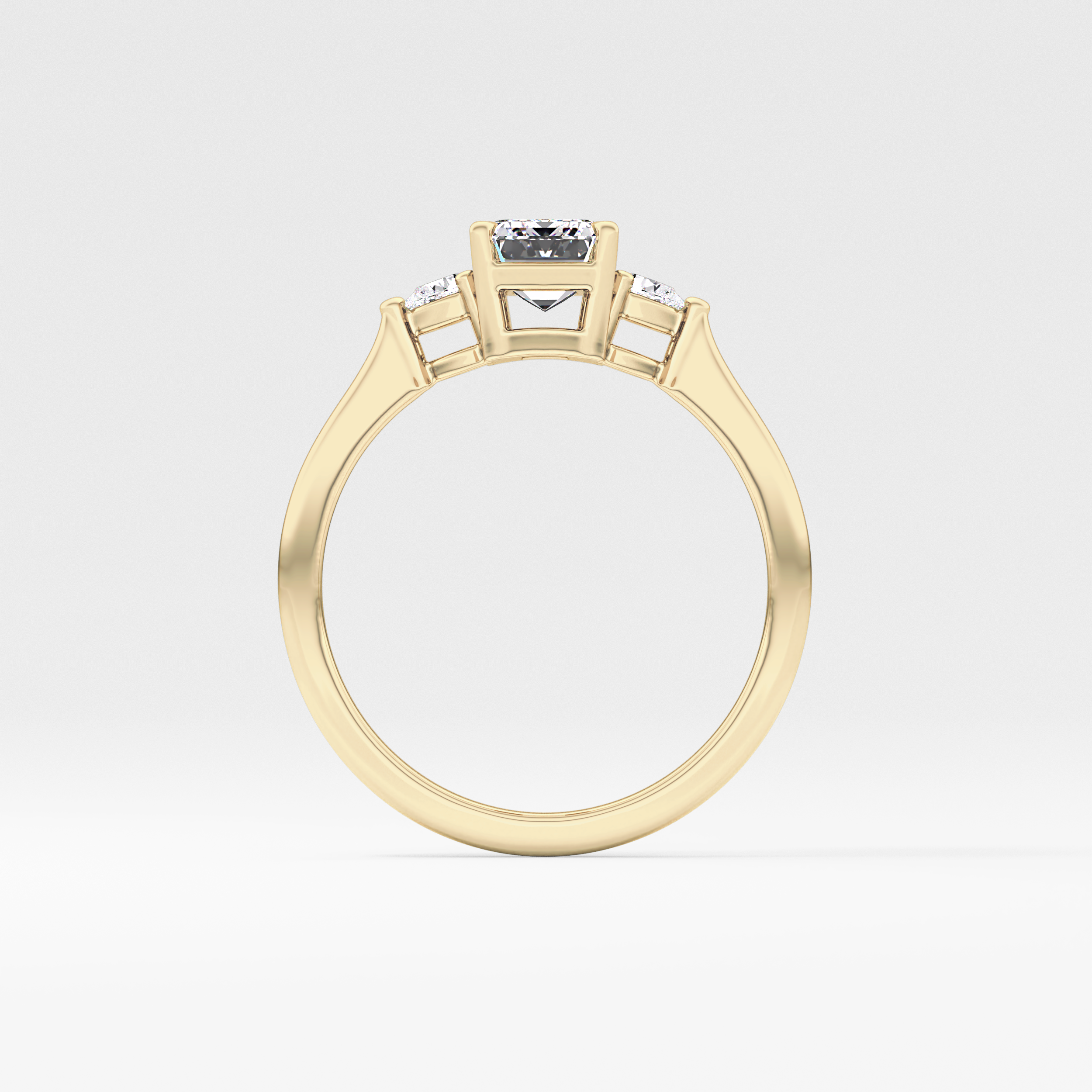 Emerald Three Stone Lab Grown Diamond Engagement Ring