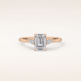 1.02 CT Emerald Shaped Three Stone Moissanite Engagement Ring