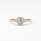 Emerald Three Stone Lab Grown Diamond Engagement Ring