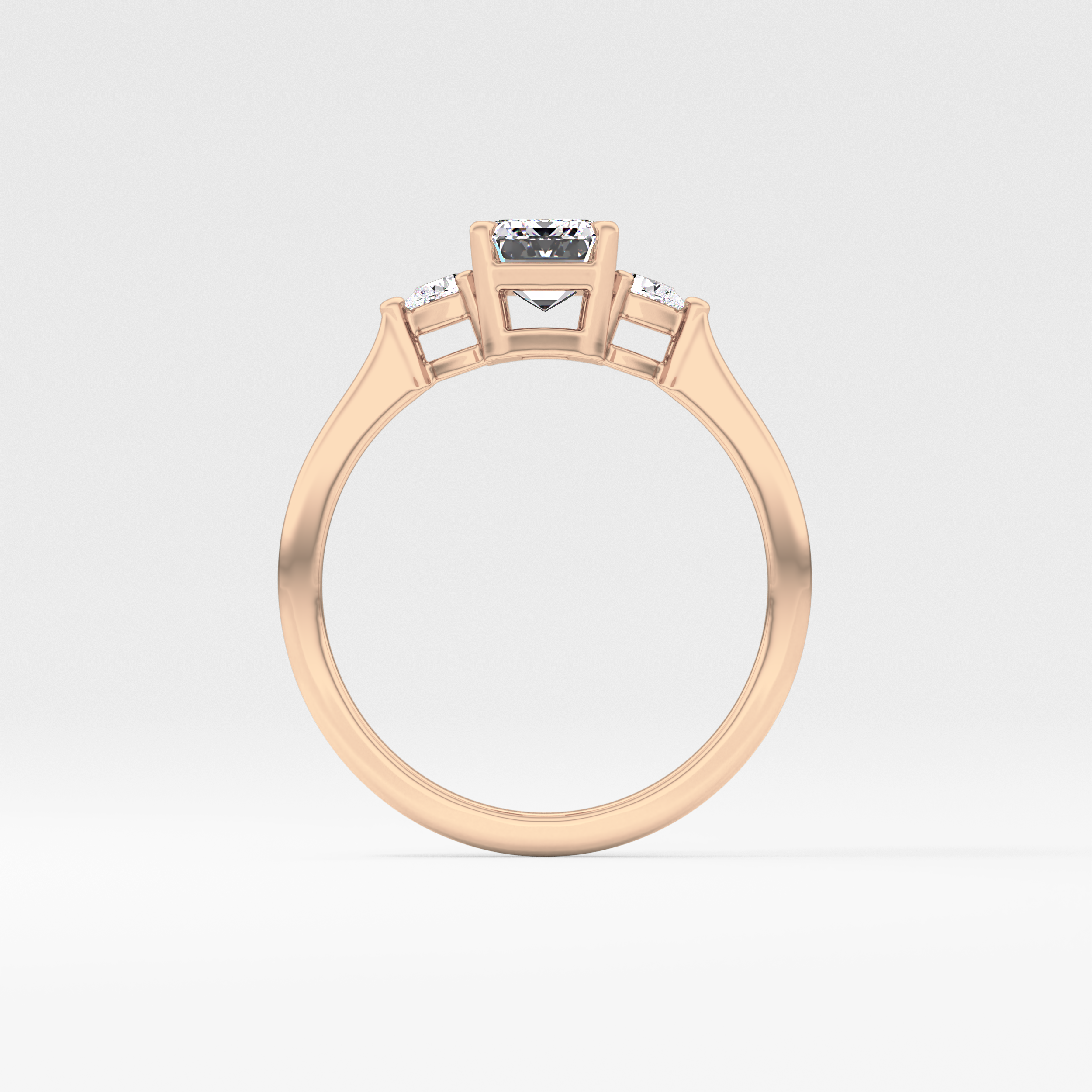Emerald Three Stone Lab Grown Diamond Engagement Ring