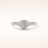 1.02 CT Emerald Shaped Three Stone Moissanite Engagement Ring