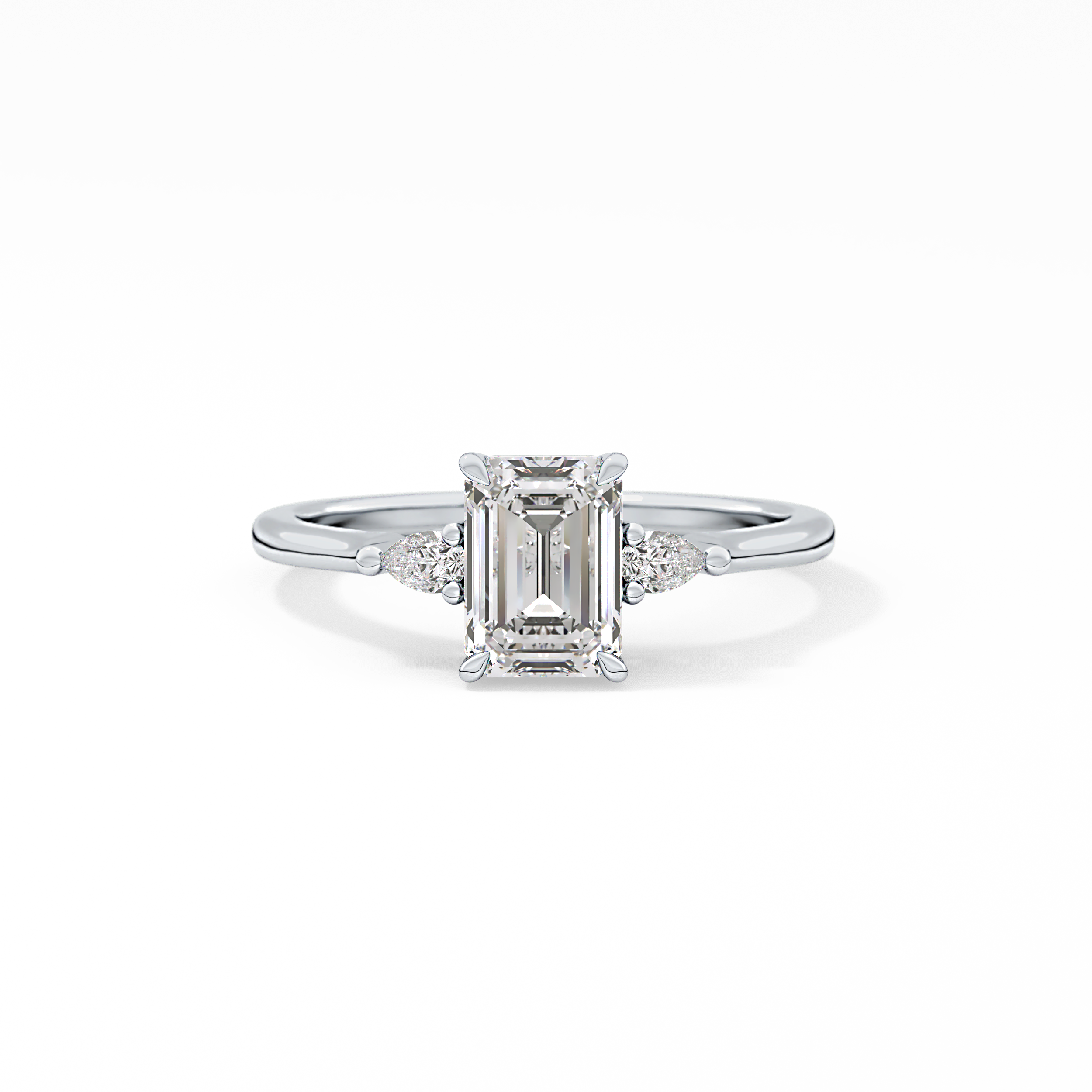 Emerald Three Stone Lab Grown Diamond Engagement Ring