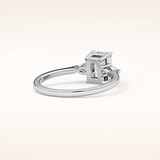 1.02 CT Emerald Shaped Three Stone Moissanite Engagement Ring