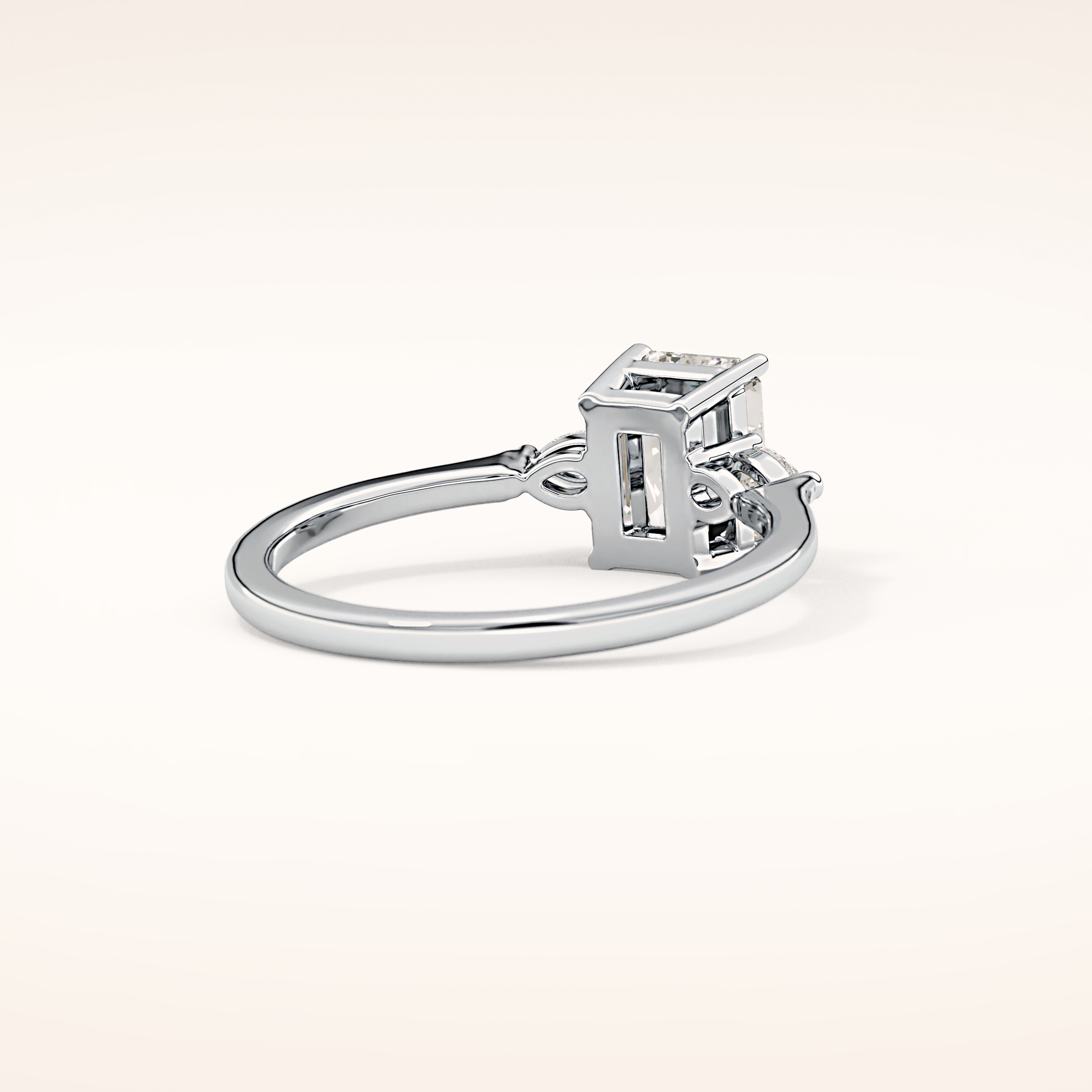 1.02 CT Emerald Shaped Three Stone Moissanite Engagement Ring