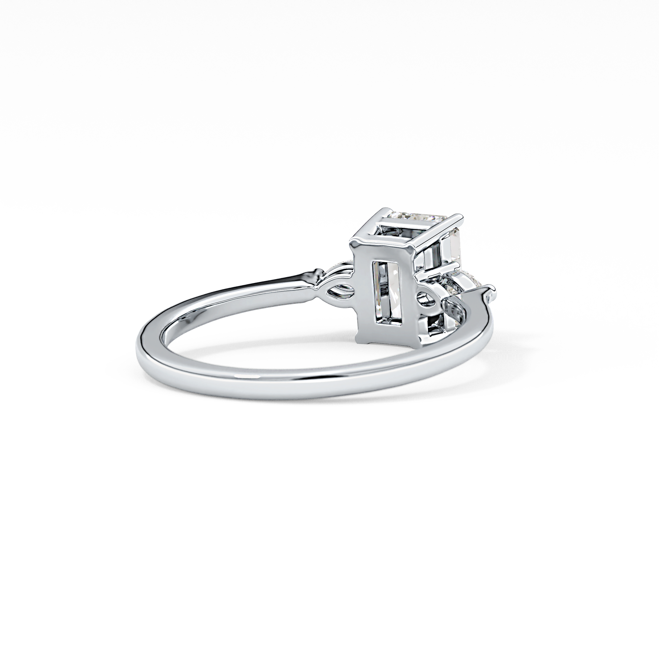 Emerald Three Stone Lab Grown Diamond Engagement Ring