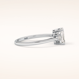 1.02 CT Emerald Shaped Three Stone Moissanite Engagement Ring