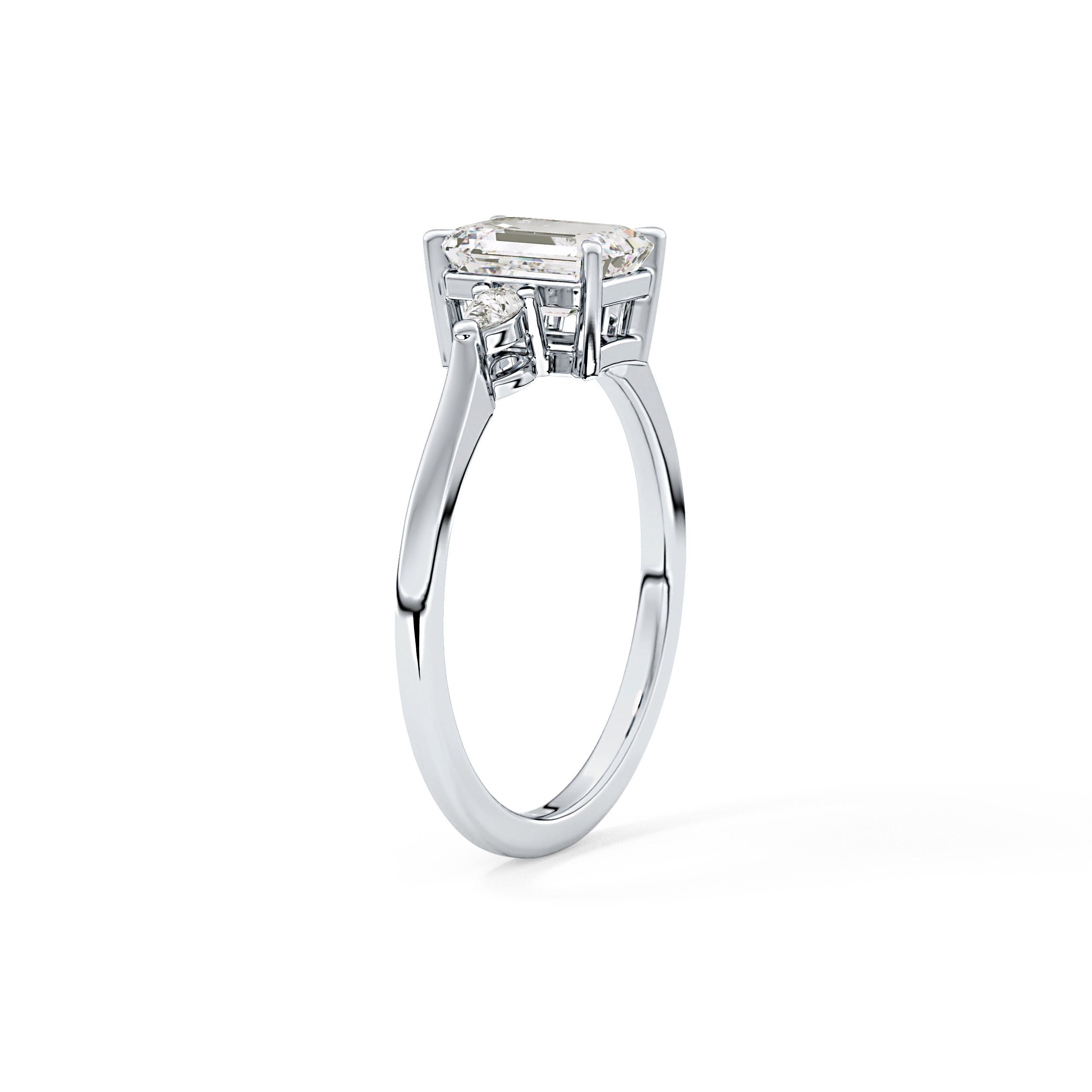 Emerald Three Stone Lab Grown Diamond Engagement Ring