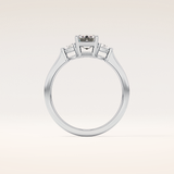1.02 CT Emerald Shaped Three Stone Moissanite Engagement Ring