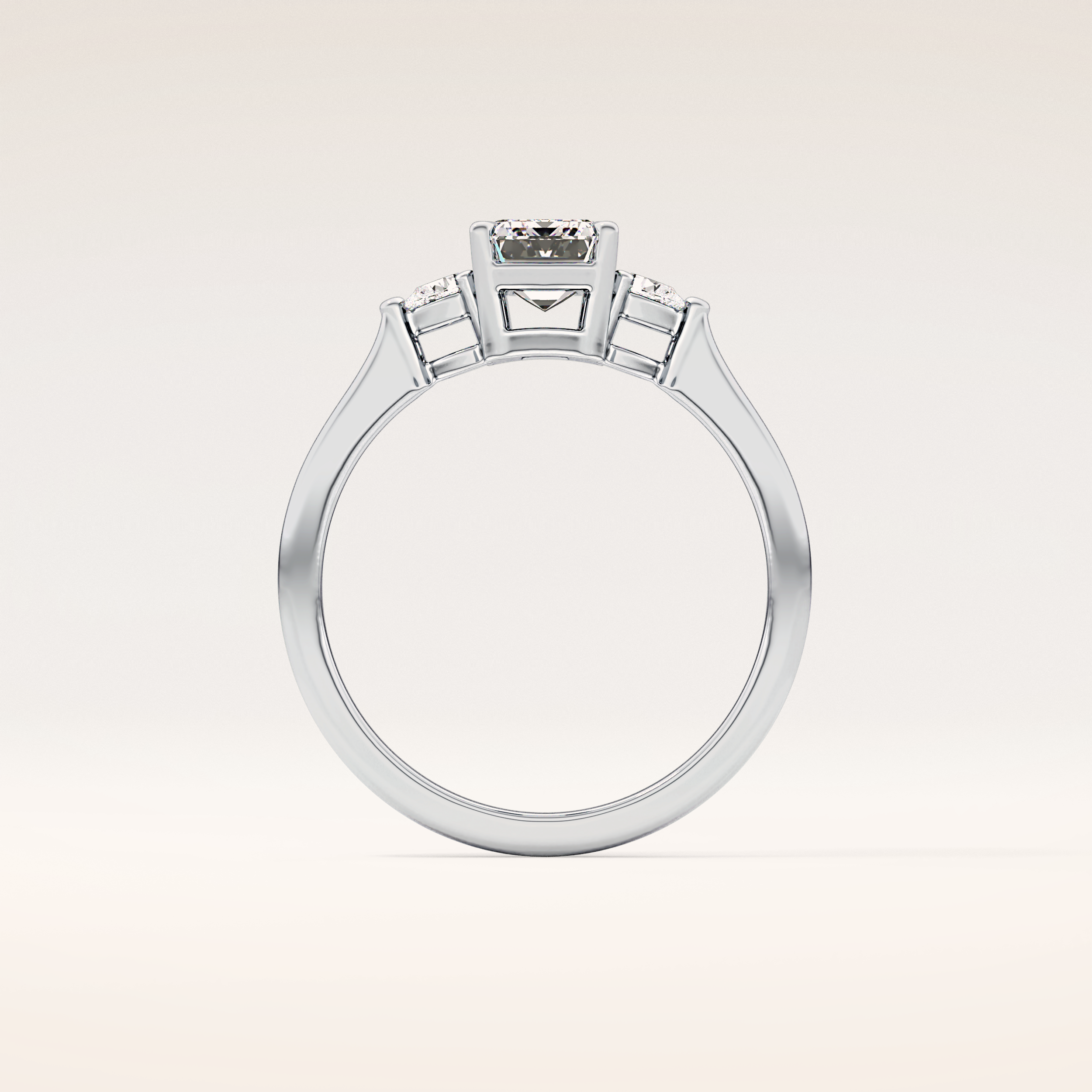 1.02 CT Emerald Shaped Three Stone Moissanite Engagement Ring